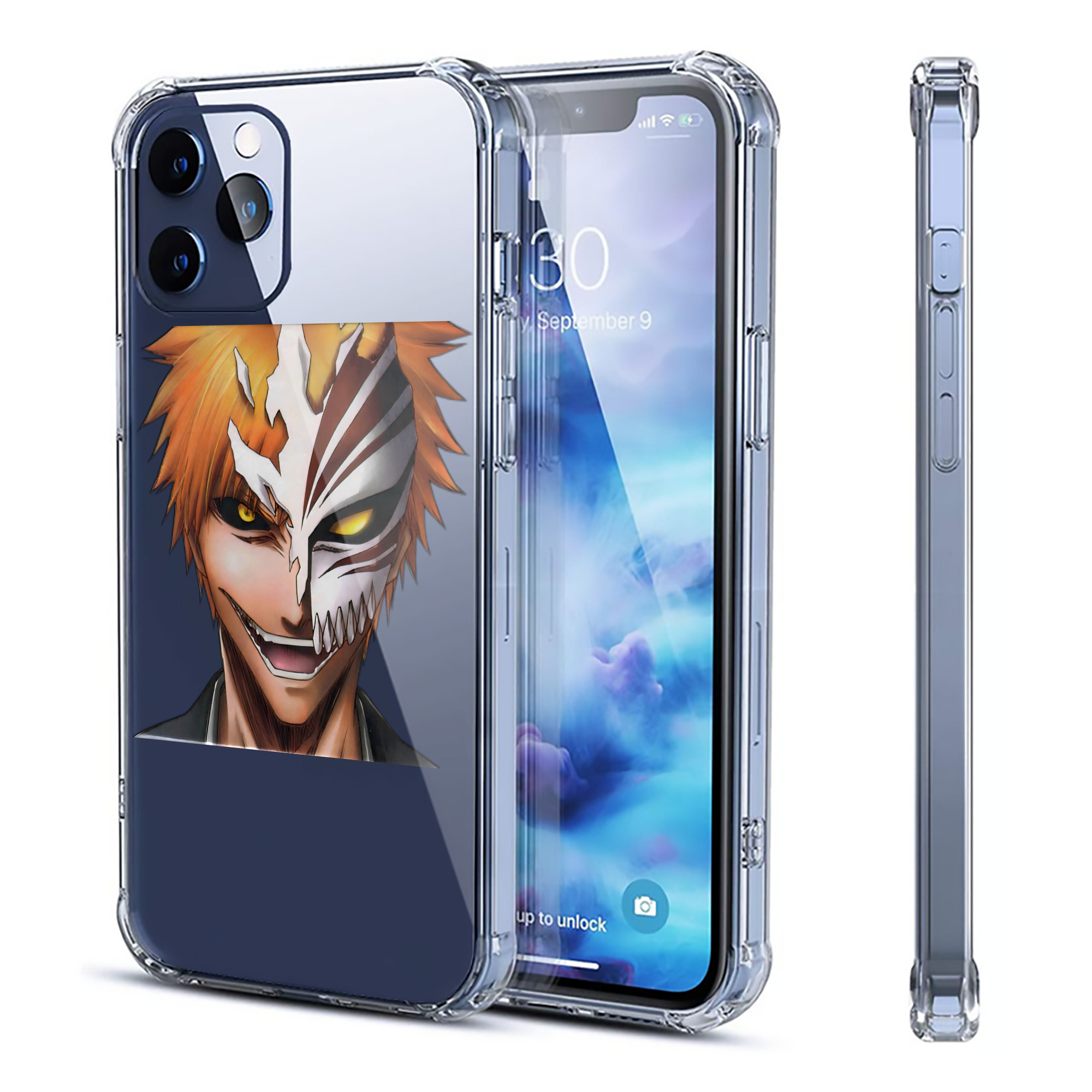 （画像用） ブリーチ 黒崎一護（くろさき いちご）BLEACH Kurosaki Ichigo 【iPhone 12シリーズ対応】透明スマホケース（クリアソフトケース）